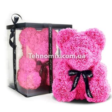 Мишко з 3D троянд Teddy Rose 40 см Малиновий + подарункова упаковка