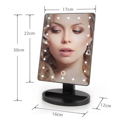 Настольное зеркало для макияжа Mirror c LED подсветкой 22 диода квадратное Черное