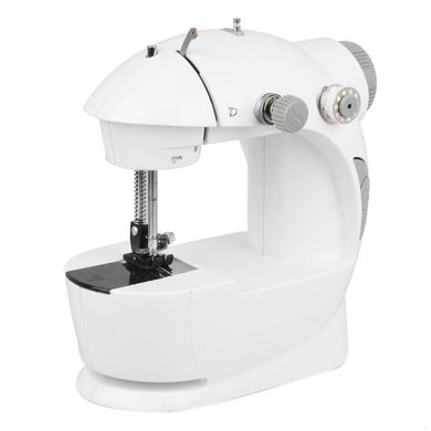Швейна машинка портативна Mini Sewing Machine FHSM 201 з адаптером сіра + подарок