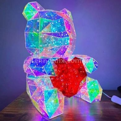 Світильник голографічний 3D ведмедик із серцем 35 см