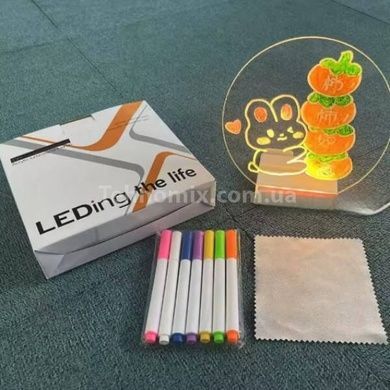 Доска светодиодная для рисования и заметок круглая USB World Pad AND 5502 Белая
