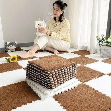 Килимок-пазл плюшевий 30&times;30см 10шт/уп floor mat AND 5579 Коричневий
