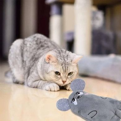 Іграшка Мишка з котячою м'ятою для домашніх улюбленців 15см Сіра