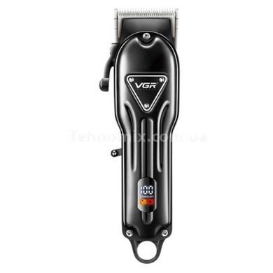 Машинка для стрижки волосся акумуляторна з 4 насадками та LED дисплеєм VGR V-051Чорна
