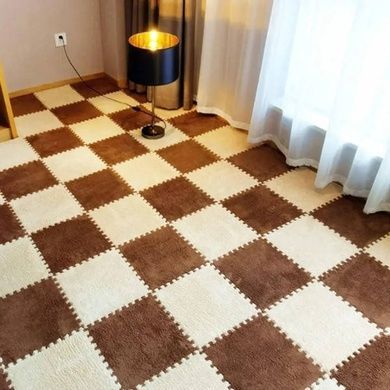 Килимок-пазл плюшевий 30&times;30см 10шт/уп floor mat AND 5579 Коричневий