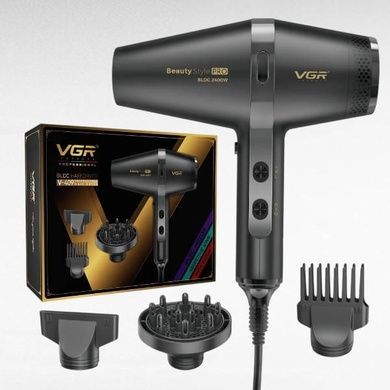 Фен профессиональный с 3 уровнями обдува и 3 уровнями температуры 2400W VGR V-409 Черный