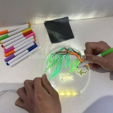 Доска светодиодная для рисования и заметок круглая USB World Pad AND 5502 Белая