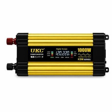 Преобразователь 1000W 12V AC/DC KSM LCD+2 USB Черный с желтым