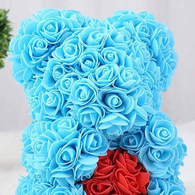 Ведмедик з серцем з 3D троянд Teddy Rose 40 см Блакитний