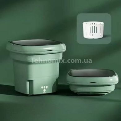 Пральна машинка компактна силіконова складана 2в1 10л Folding Washing Machine Зелена