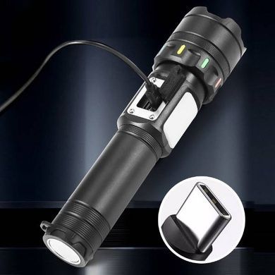 Фонарь аккумуляторный ручной Li-Ion Power Bank, ЗУ Type-C, магнит, zoom NIGHT VISION FLUORESCENCE CB-A282-TG+COB(White+Red)