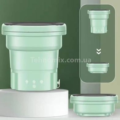 Пральна машинка компактна силіконова складана 2в1 10л Folding Washing Machine Зелена