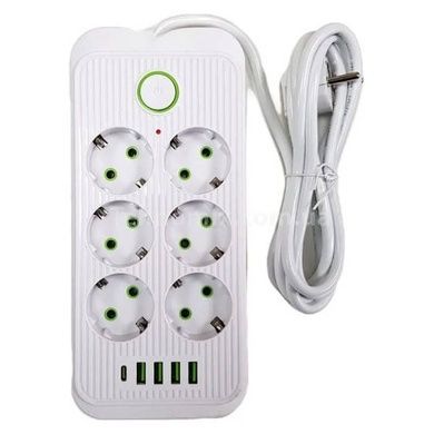Фільтр з USB (6&times;220В+4&times;USB+1&times;Type-C) QL-1075U 3 метри Білий