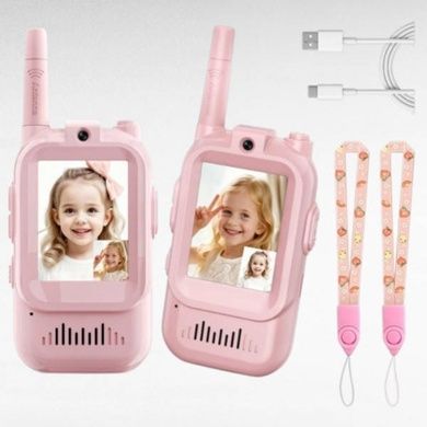 Набір дитячих відеорацій до 300м 2шт USB port Type-C Walkie Talkie Блакитна та рожева