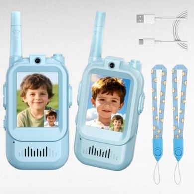 Набір дитячих відеорацій до 300м 2шт USB port Type-C Walkie Talkie Блакитна та рожева