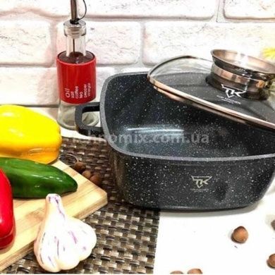 Кастрюля квадратная с крышкой 6,7л 28см Top Kitchen TК00056 Черная