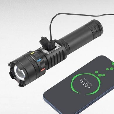 Фонарь аккумуляторный ручной Li-Ion Power Bank, ЗУ Type-C, магнит, zoom NIGHT VISION FLUORESCENCE CB-A282-TG+COB(White+Red)