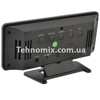 Годинник настільний LED дзеркальний з будильником, термометром і гігрометром VST-888Y Зелене підсвічування