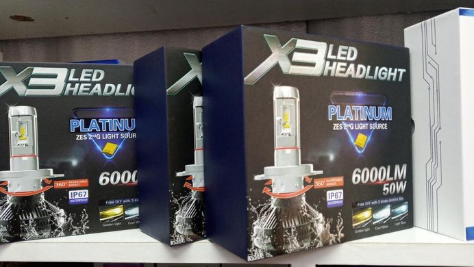 LED лампы комплект H7 X3 (ZES, 6000LM, 50W)