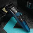 Триммер для стрижки волос с регулятором высоты и универсальной насадкой VGR V-052 Черный с голубым