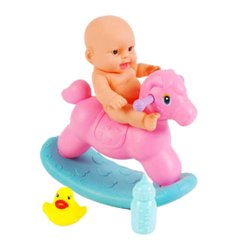 Іграшка Пупс на коні-каталці 16см з аксесуарами Рожева