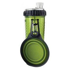 Поїлка-годівниця для тварин подвійна зі складною мискою Pet Drink Bottle Зелена