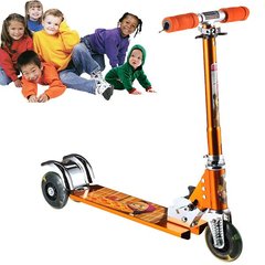 Детский самокат складной руль + светящиеся колеса Оранжевый Маша и Медведь