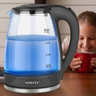 Электрочайник стеклянный с подсветкой 2л 1500Вт Sokany SK-1045
