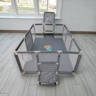 Манеж дитячий ігровий з кільцем для баскетболу Сірий