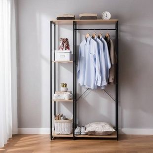 Вішалка-стелаж для одягу та взуття Loft SAM016 Чорна з коричневим