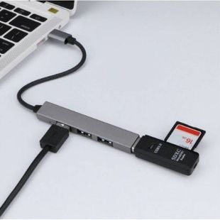 Адаптер хаб-концентратор USB 3.0 Type C to HUB 4 Port C-809 Серый
