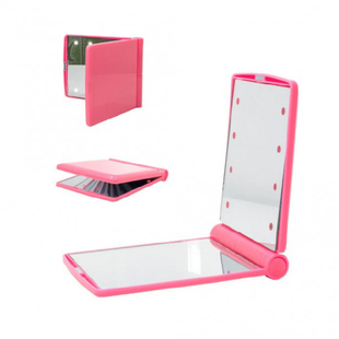 Кишенькове дзеркальце з підсвічуванням Make-Up Mirror 8 LED Рожеве