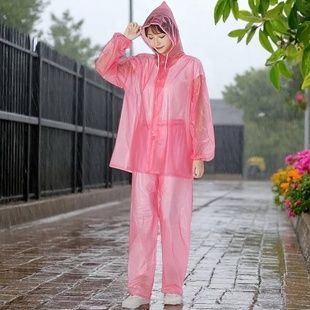 Дождевик костюм плащ и брюки Raincoat set AH -146 Розовый