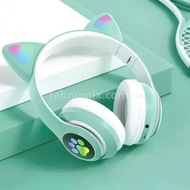 Беспроводные Bluetooth наушники с кошачьими ушками STN-28 Зеленые