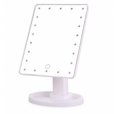 Настільне дзеркало для макіяжу Mirror з LED підсвічуванням 22 діода квадратне Біле