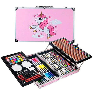 Набор для детского творчества и рисования Painting Set 145 предметов Розовый + Подарок