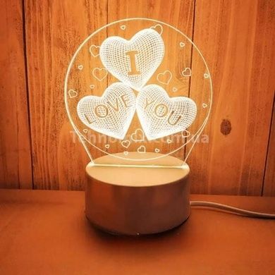Настольный светильник&nbsp;New Idea 3D Desk Lamp Сердца в шаре I love you Белая подставка