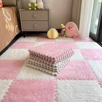Коврик-пазл плюшевый 30&times;30см 10шт/уп floor mat AND 5579 Розовый