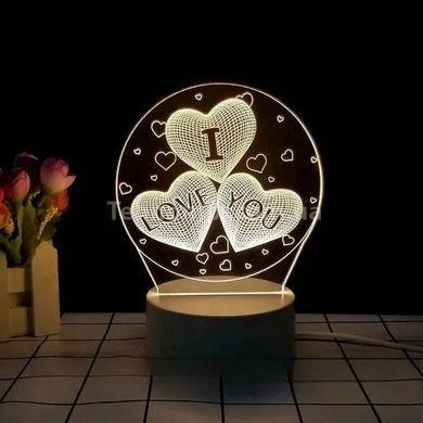 Настольный светильник&nbsp;New Idea 3D Desk Lamp Сердца в шаре I love you Белая подставка