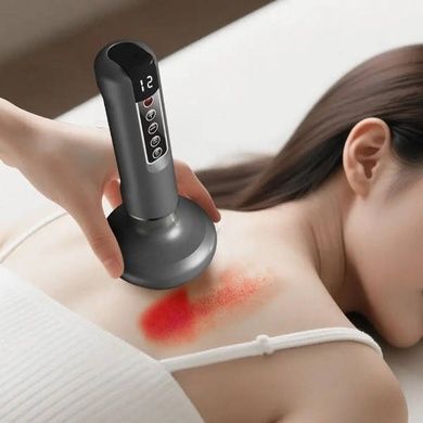 Массажер ручной вакуумный с подогревом регулируемый Cupping massage Серый