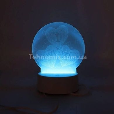 Настольный светильник&nbsp;New Idea 3D Desk Lamp Сердца в шаре I love you Белая подставка