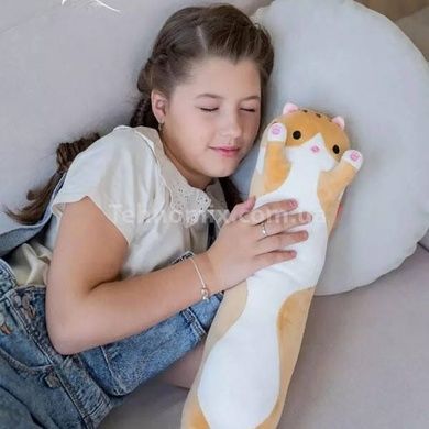 Мягкая игрушка-подушка Кот Батон обнимашка 50см Коричневый
