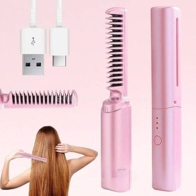 Выпрямитель для волос дорожный от USB Hair Heater Розовый