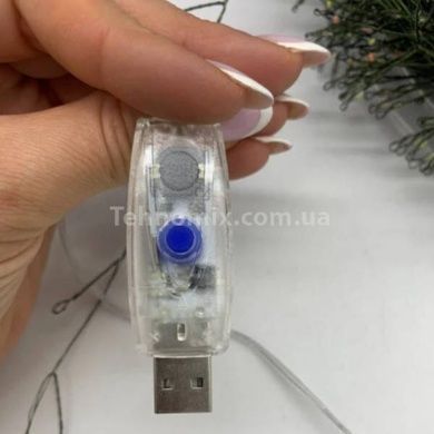Гірлянда роса 100м з пультом керування USB Зелений дріт, мультиколор
