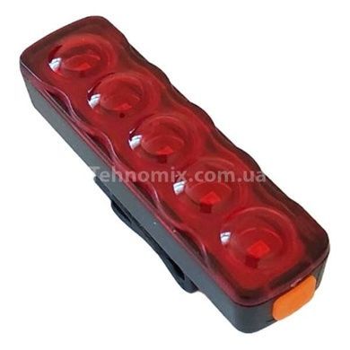 Велофонарь аккумуляторный сигнальный красный свет XFL-101-5LED Черный