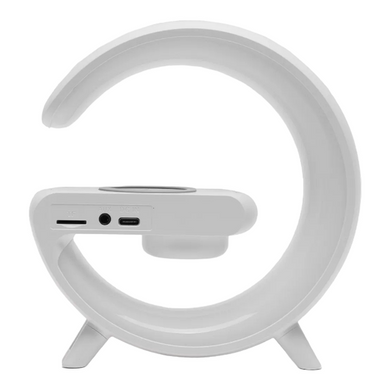 Нічник з бездротовою зарядкою, міні-колонкою та годинником Smart Light Білий G63