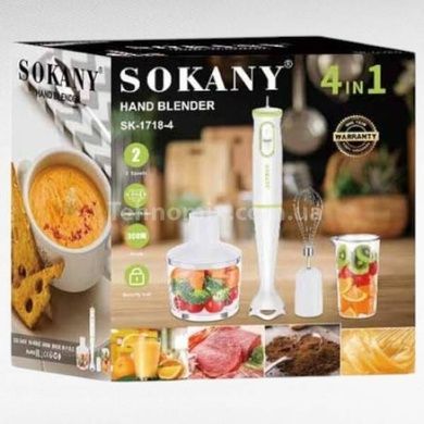 Блендер многофункциональный погружной 4в1 300Вт SOKANY SK-1718-4 Белый