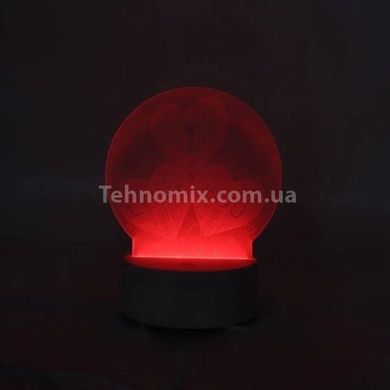 Настольный светильник&nbsp;New Idea 3D Desk Lamp Сердца в шаре I love you Белая подставка
