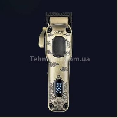 Машинка для стрижки волос аккумуляторная с 8 насадками и LED дисплеем VGR V-027 Золото