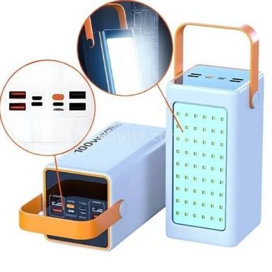 Power Bank 100000 mAh з ремінцем та ліхтарем YM-655 Білий